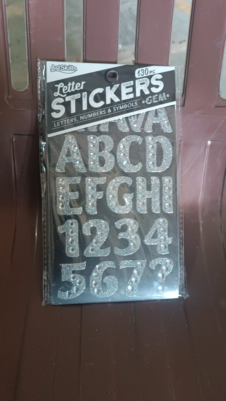 Silver Gem Letter & Numbers Stickers 1 Inch Letters, 130 Count (Pack of 6 Sheets) Silver Gem Letter & Numbers Stickers 1 Inch Letters, 130 Count (Pack of 6 Sheets)